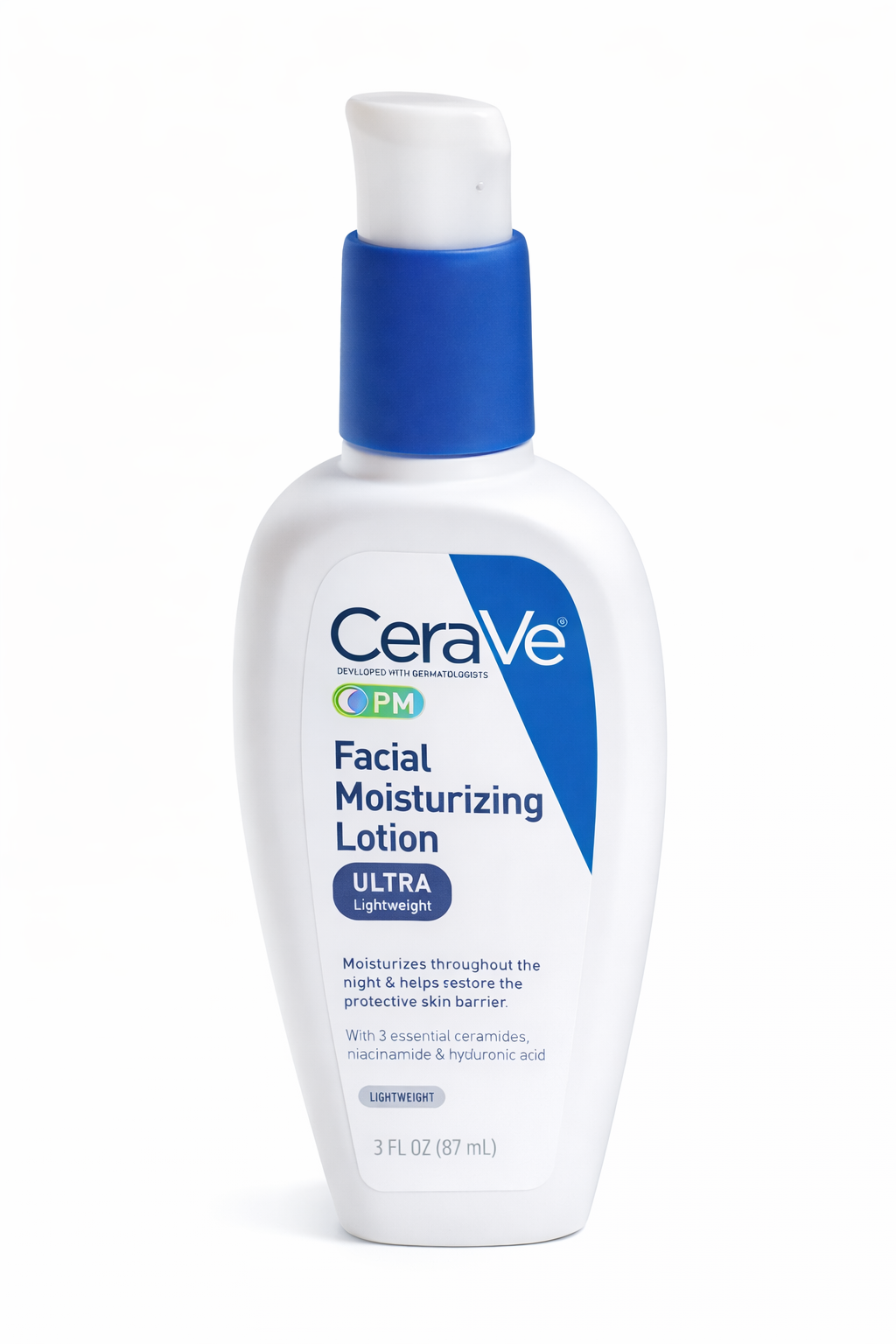 CeraVe PM Facial Moisturizing Lotion – Ultra Lightweight Night Face Moisturizer with Ceramides & Hyaluronic Acid – Oil-Free Hydrating Skin Care