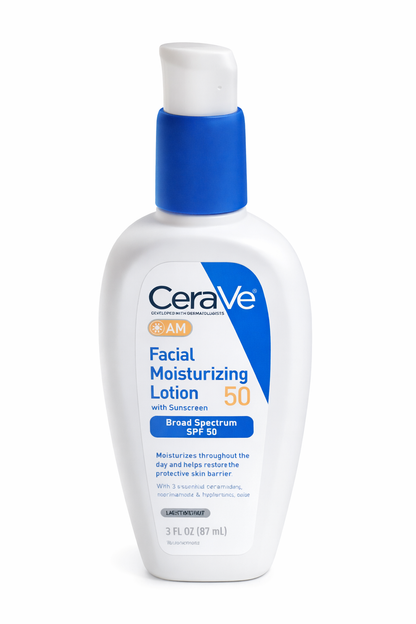 CeraVe AM Facial Moisturizing Lotion SPF 50 – Daily Face Moisturizer with Sunscreen – Hydrating Broad Spectrum Protection for All Skin Types